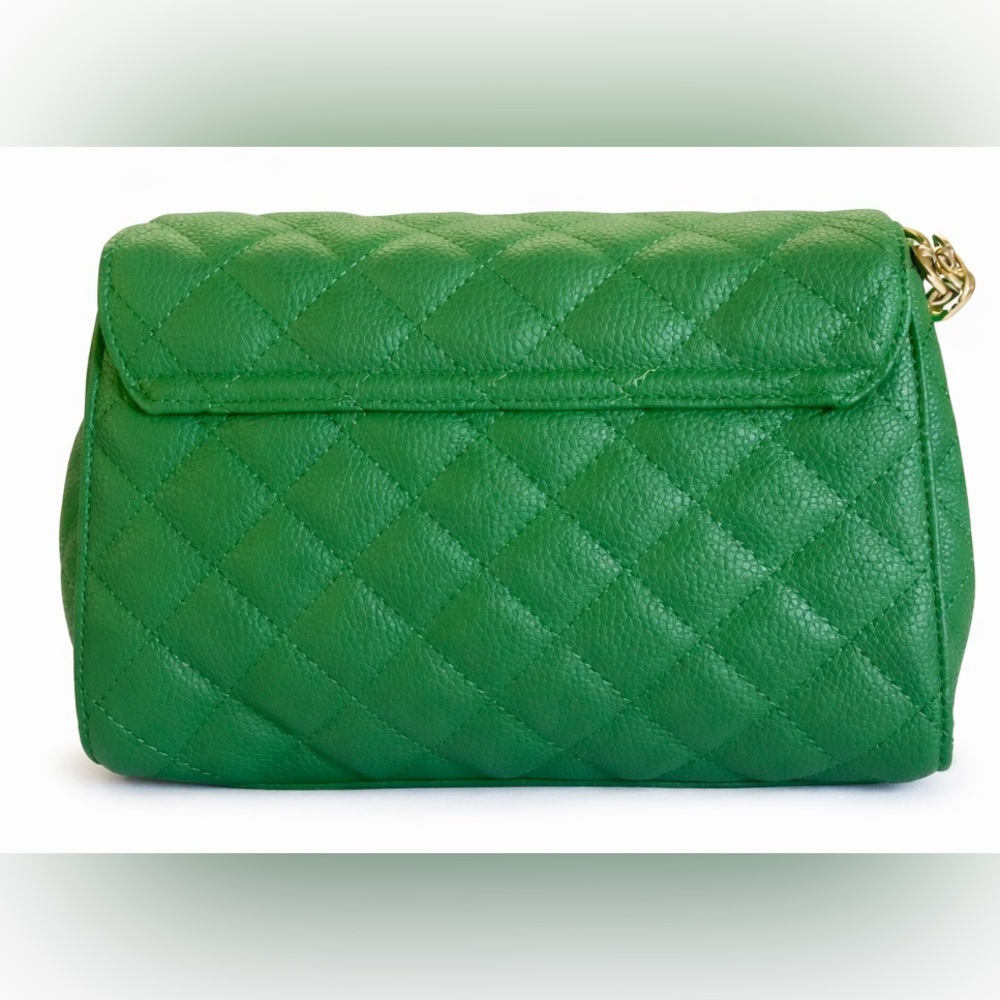 Dune London Emerald Green Quilted‎ Crossbody Purse Gold Hardware - Picture 5 of 9